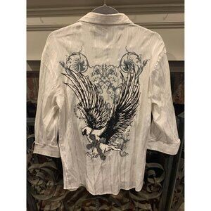 Meztizos long-sleeve gothic button down shirt embellishment, men’s large (bin B)